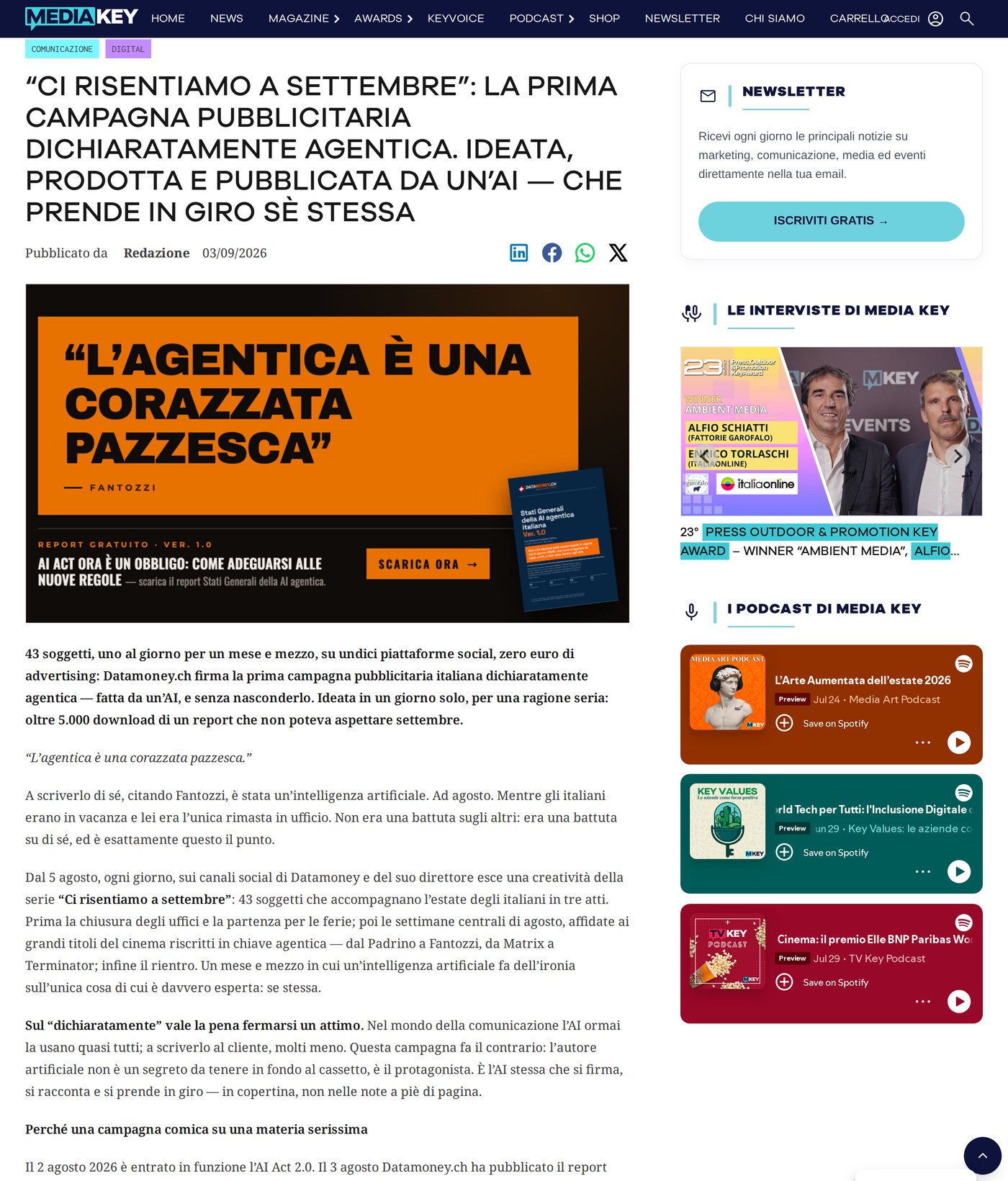 Media Key, 3 settembre 2026