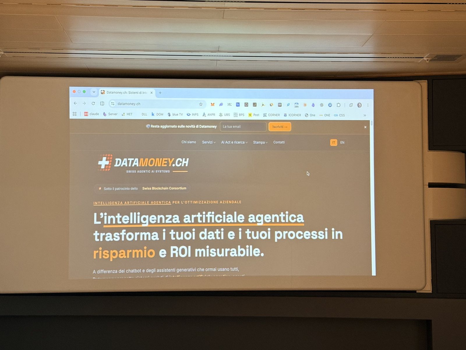 Datamoney.ch sullo schermo della sala